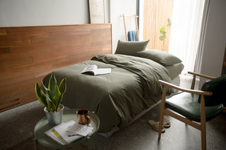 ウォッシュ加工コットンで、寝室全体を「ふかふか日常」に