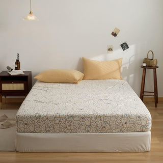 AVA.Home 天竺ニットボックスシーツ 綿100% 花柄 マットレスカバー ベッドシーツ