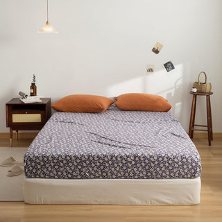 AVA.Home 天竺ニットボックスシーツ 綿100% 花柄 マットレスカバー ベッドシーツ