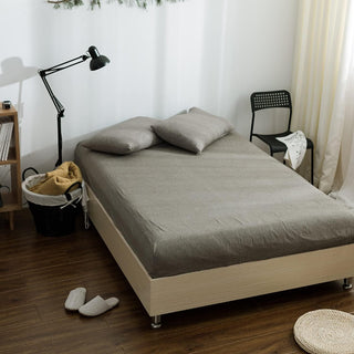 AVA.Home ボックスシーツ シングル マチ30cm オーガニックコットン100% 洗いざらし グレー