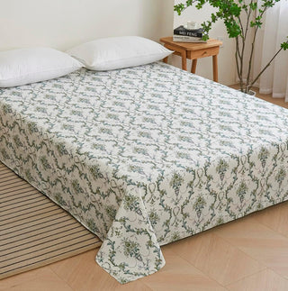 AVA.Home フラットシーツ 綿100% シングル 花柄 敷きシーツ マットレスカバー 防ダニ 抗菌