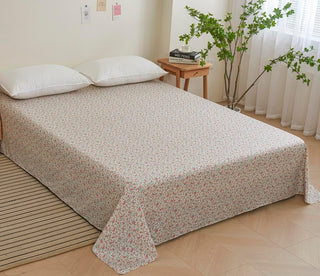 AVA.Home フラットシーツ 綿100% シングル 花柄 敷きシーツ マットレスカバー 防ダニ 抗菌