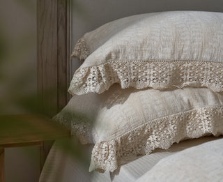 AVA.Home【すずらん吟】綿麻ジャカード＆フレンチレース 布団カバー4点セット