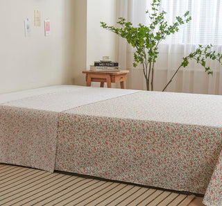 AVA.Home フラットシーツ 綿100% シングル 花柄 敷きシーツ マットレスカバー 防ダニ 抗菌