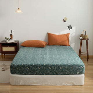 AVA.Home 天竺ニットボックスシーツ 綿100% 花柄 マットレスカバー ベッドシーツ