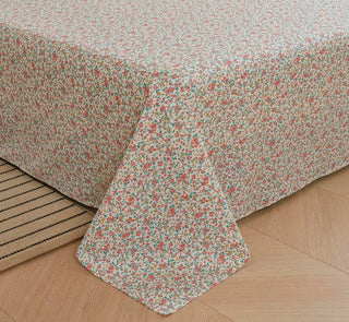 AVA.Home フラットシーツ 綿100% シングル 花柄 敷きシーツ マットレスカバー 防ダニ 抗菌