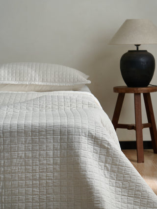 AVA.Home 棉麻キルトベッドカバー3点セット｜天然コットン100%中綿・職人仕上げ