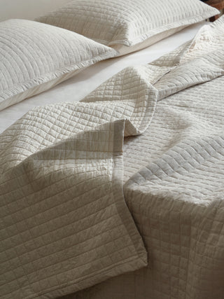 AVA.Home 棉麻キルトベッドカバー3点セット｜天然コットン100%中綿・職人仕上げ