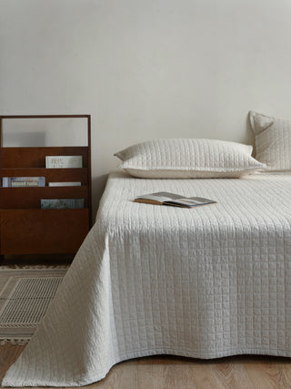 AVA.Home 棉麻キルトベッドカバー3点セット｜天然コットン100%中綿・職人仕上げ