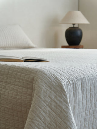 AVA.Home 棉麻キルトベッドカバー3点セット｜天然コットン100%中綿・職人仕上げ