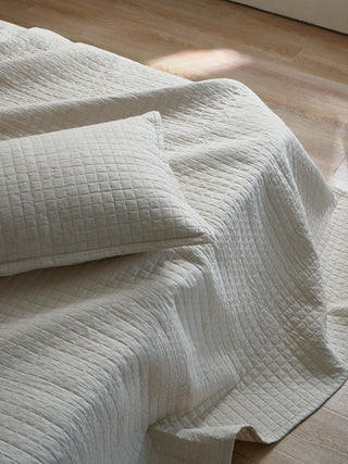 AVA.Home 棉麻キルトベッドカバー3点セット｜天然コットン100%中綿・職人仕上げ