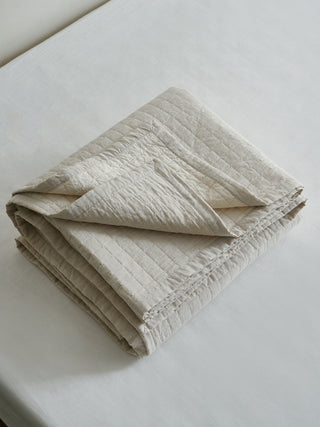 AVA.Home 棉麻キルトベッドカバー3点セット｜天然コットン100%中綿・職人仕上げ