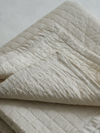 AVA.Home 棉麻キルトベッドカバー3点セット｜天然コットン100%中綿・職人仕上げ