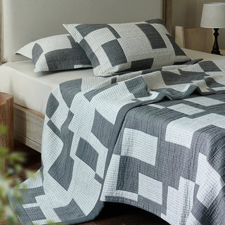 AVA.Home ジオメトリック コットンブランケット 3層構造 マルチカバー